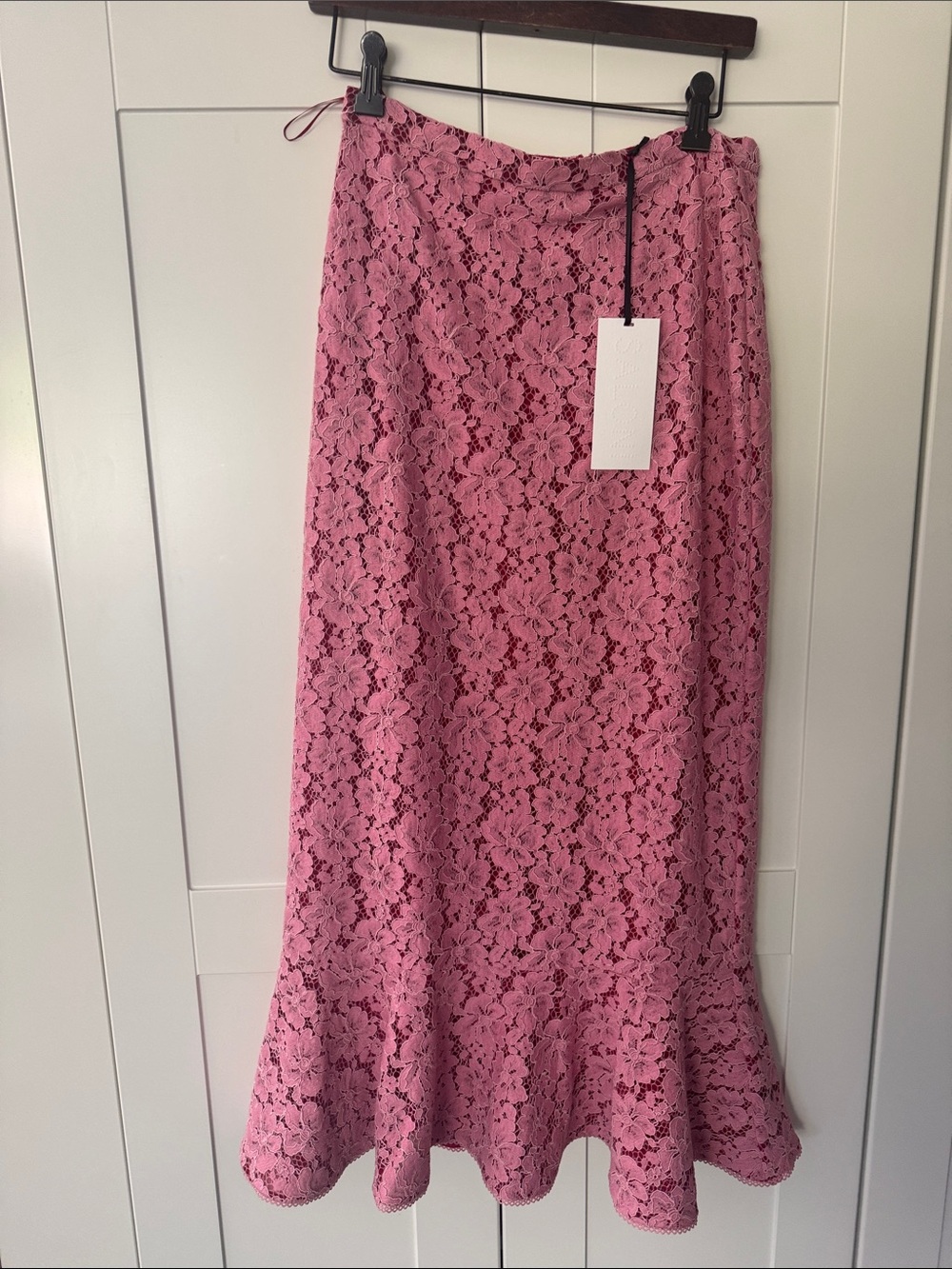 SALONI Aiden Pink Lace Midi Skirt